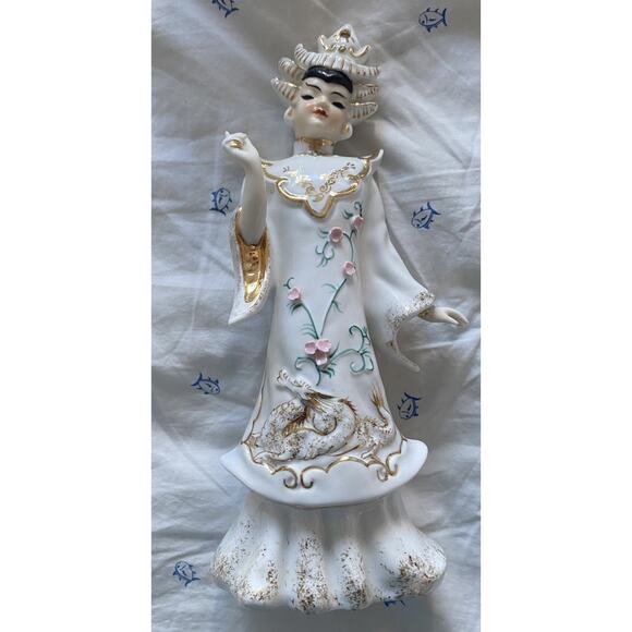 Vintage Japanese Lefton China Hand Painted Porcelain Kitsch Dragon Lady 10" Tall - Picture 1 of 4